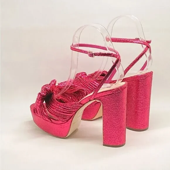 Loeffler Randall Natalia Pleated Bow Platform Sandals size 6